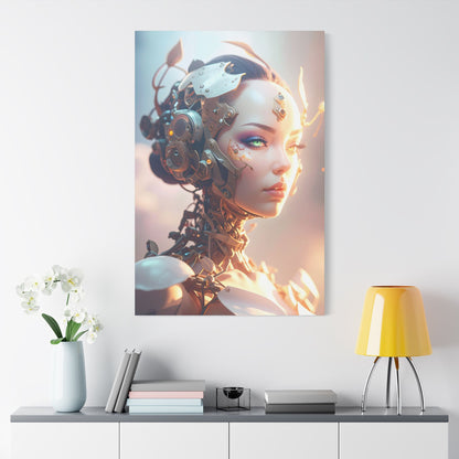Satin Canvas Art Print, Modern Home Decor, Robot Artwork, Tech-Inspired Wall Art, Unique Gift for Tech Lovers