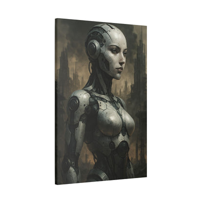 Futuristic Robot Canvas Art, Stretched Painting, Wall Decor for Tech Lovers, Sci-Fi Home Office, Unique Gift Idea, AI Artwork