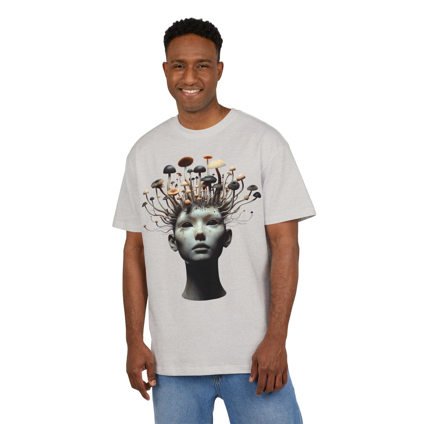 Unisex Heavy Oversize Tee - Artistic Mushroom Graphic Tee