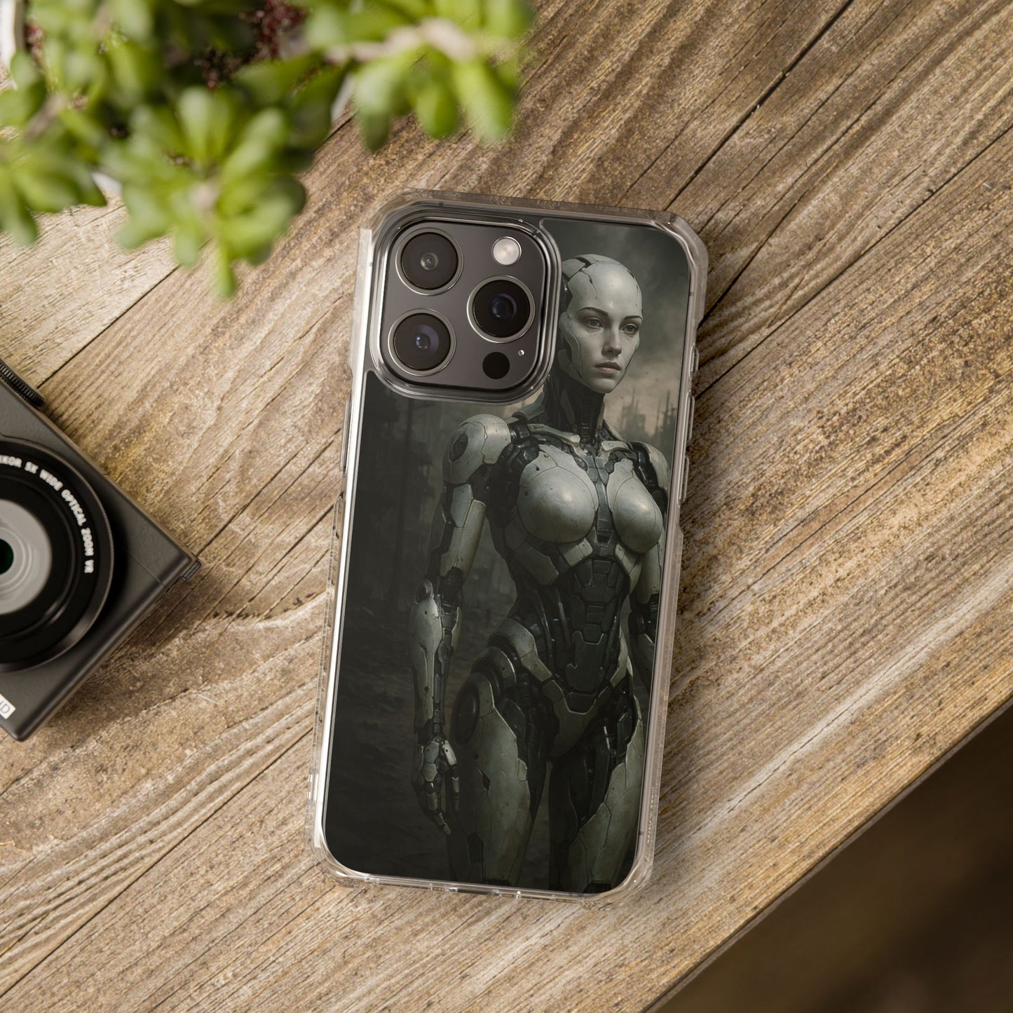 Futuristic Phone Case, Clear Impact Case with Sci-Fi Design, Smartphone Protection, Cyberpunk Aesthetic, Gift for Tech Lovers