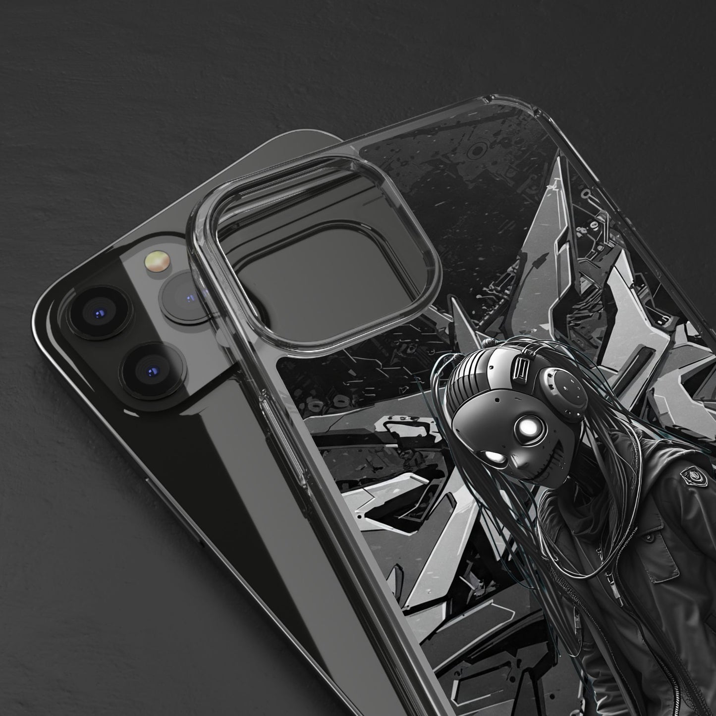Anime-Inspired Clear Phone Case - Edgy Streetwear Style