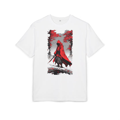 Stylish Unisex Heavy Oversize Tee - Red Hooded Figure Design, Graphic Tee, Casual Wear, Streetwear, Gifts for Men and Women