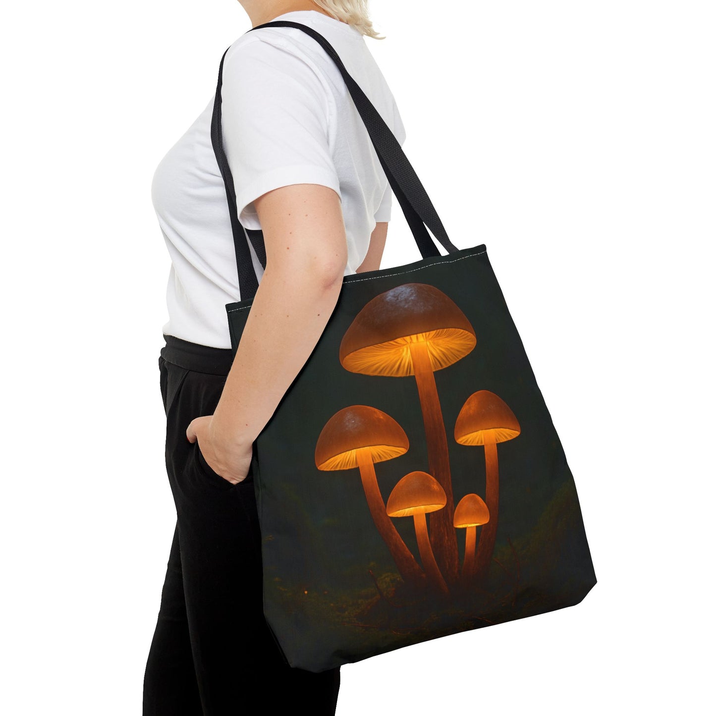 Illuminating Mushroom Tote Bag, Eco-Friendly Grocery Bag, Boho Chic Canvas Purse, Gift for Nature Lovers, Festival Tote