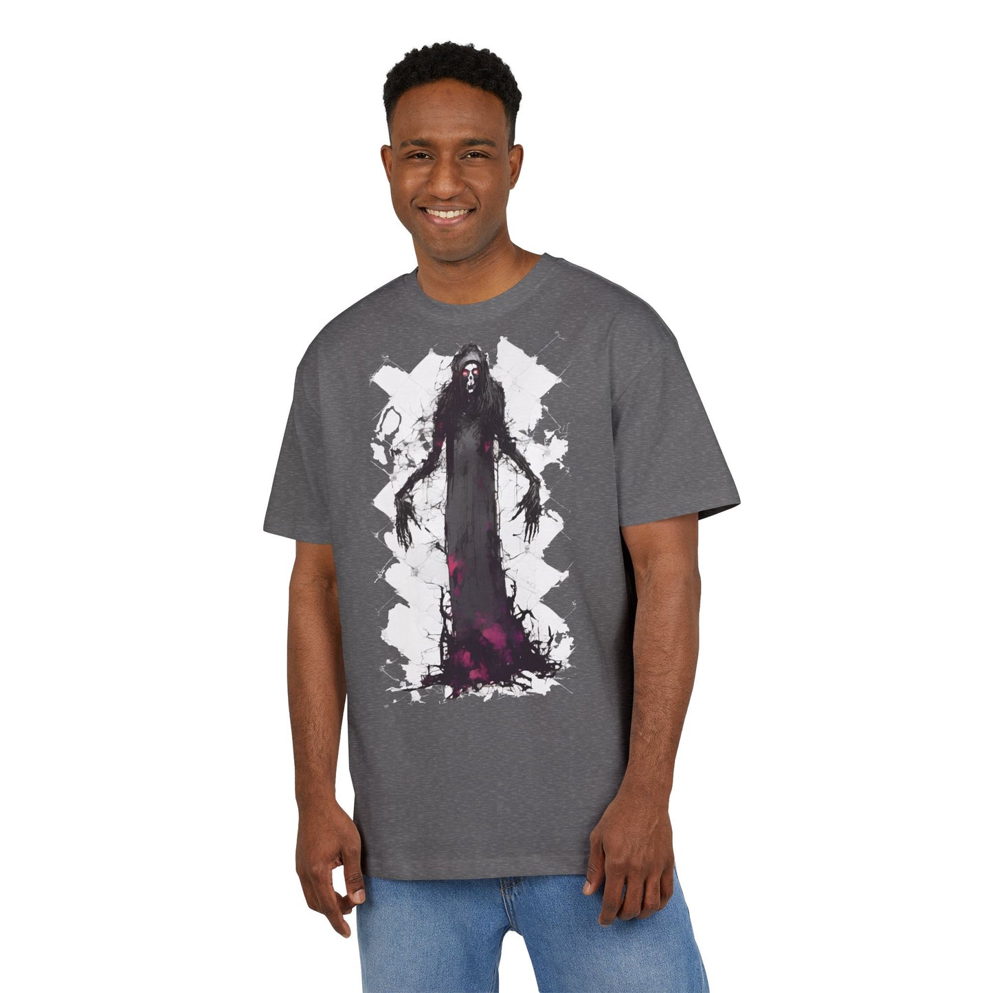Eerie Spirit Unisex Heavy Oversize Tee, Halloween Costume T-Shirt, Casual Graphic Shirt, Gothic Tee, Spooky Art Apparel