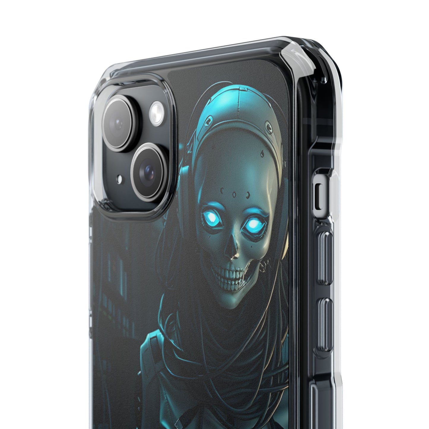 Futuristic Robot Phone Case, Magnetic Clear Impact Case, Unique Gift for Tech Lovers, Protective Smartphone Accessory, Cyberpunk Style