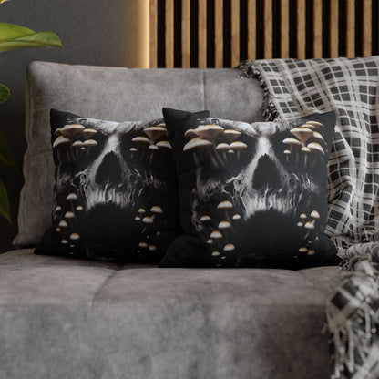 Gothic Mushroom Skull Pillowcase - Home Decor, Halloween, Gothic Style, Unique Gift, Bed and Couch Accent