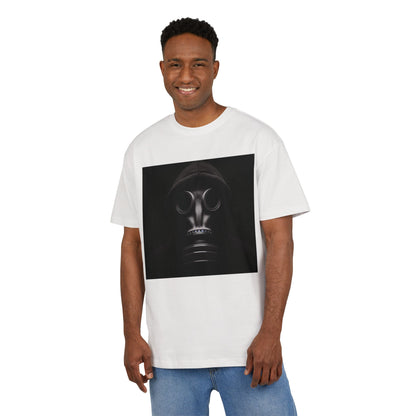 Unisex Heavy Oversize Tee with Bold Gas Mask Design, Streetwear, Artistic Tee, Gift for Trendsetters, Casual Wear, Grunge Fashion