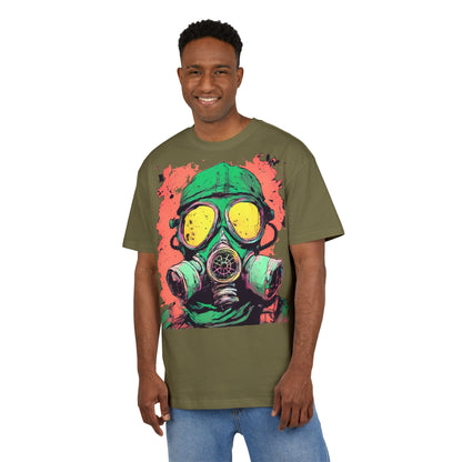 Retro Gas Mask Unisex Heavy Oversize Tee, Streetwear T-Shirt, Unique Graphic Tee, Festival Fashion, Cool Casual Wear