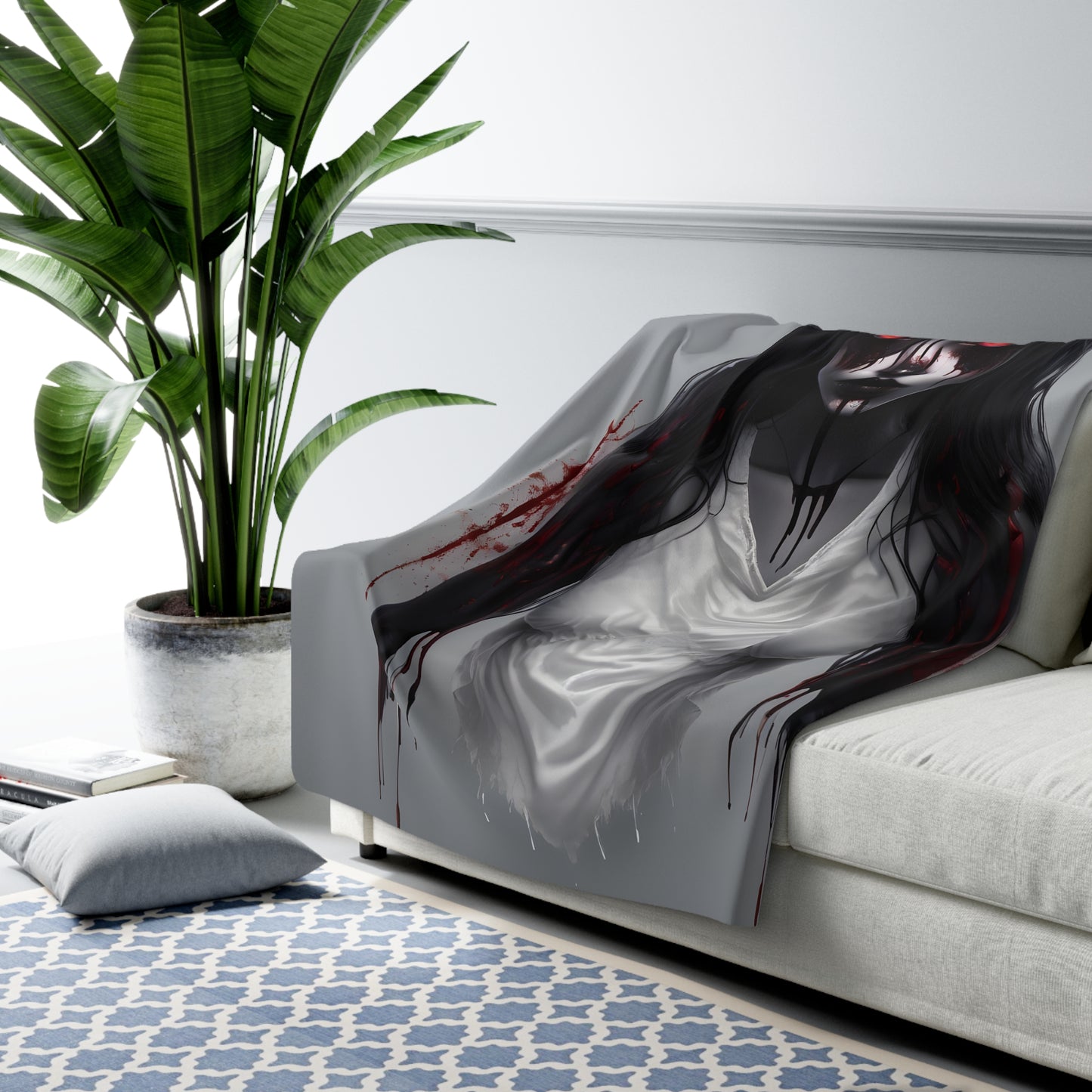 Sherpa Fleece Blanket with Dark Horror Gothic Design