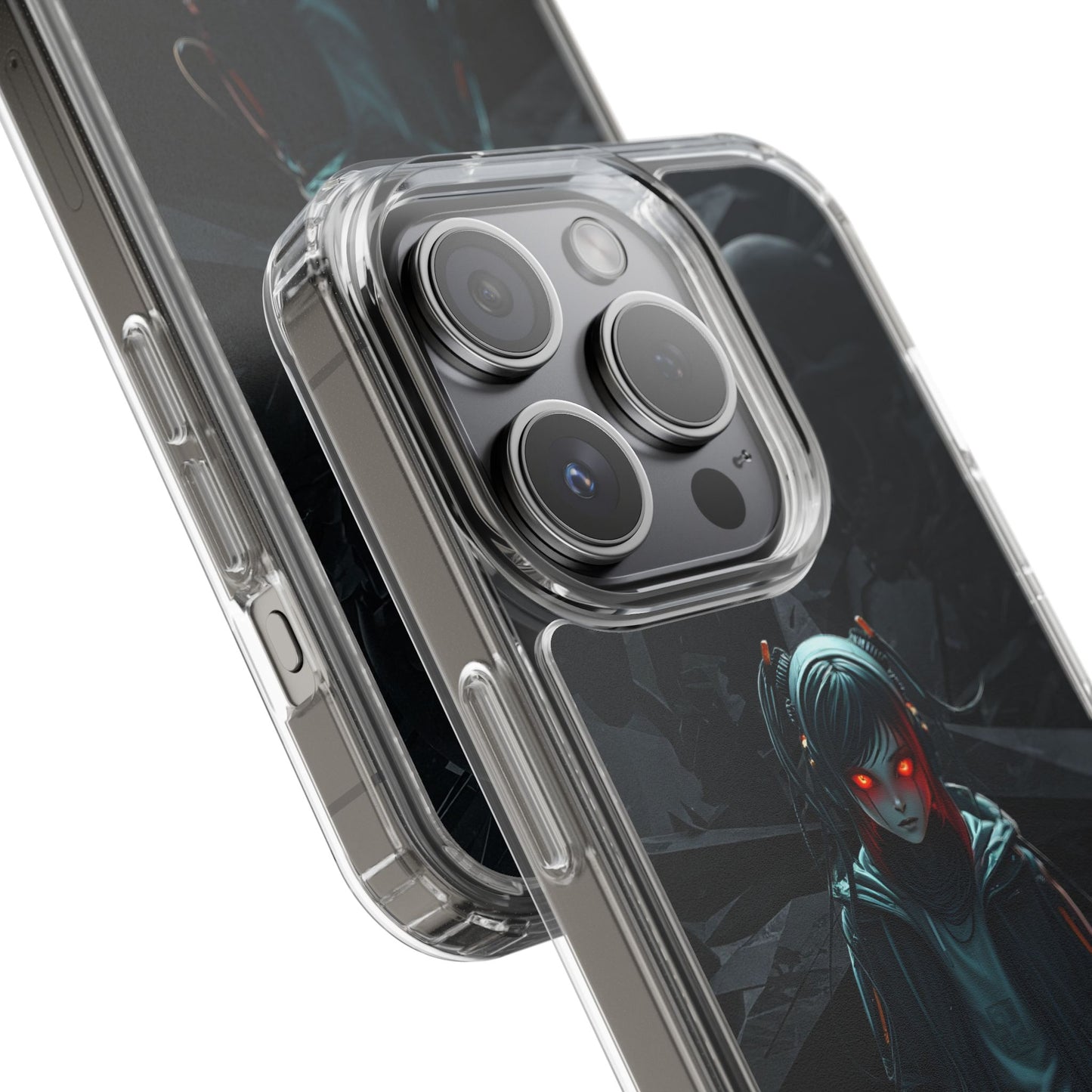 Futuristic Clear Phone Case with Cyberpunk Design - Edgy and Stylish