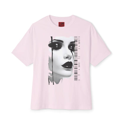 Chic Art Print Boxy Tee, Oversized Graphic T-Shirt, Fashionable Streetwear Top, Unique Women’s Cotton Tee, Casual Everyday Wear