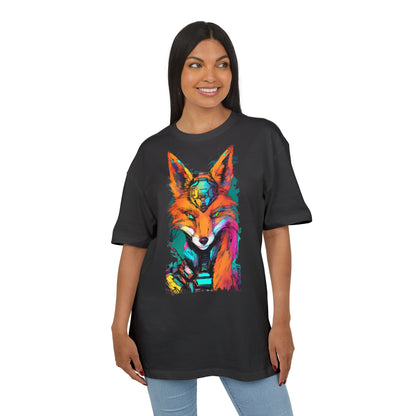 Vibrant Fox Graphic Oversized Tee, Unisex Streetwear Shirt, Unique Gift for Animal Lovers, Casual Wear, Colorful Art Tee