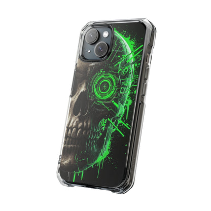 Skull Graphic Phone Case - Magnetic Clear Impact Cases, Skull Design, Unique Phone Protection, Edgy Gift for Tech Lovers