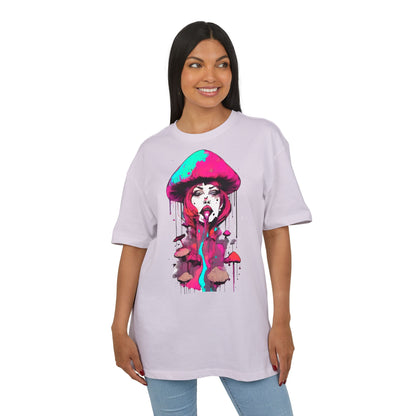 Vibrant Mushroom Art Unisex Heavy Oversize Tee, Funky T-Shirt, Artistic Casual Wear, Gift for Art Lovers, Unique Streetwear