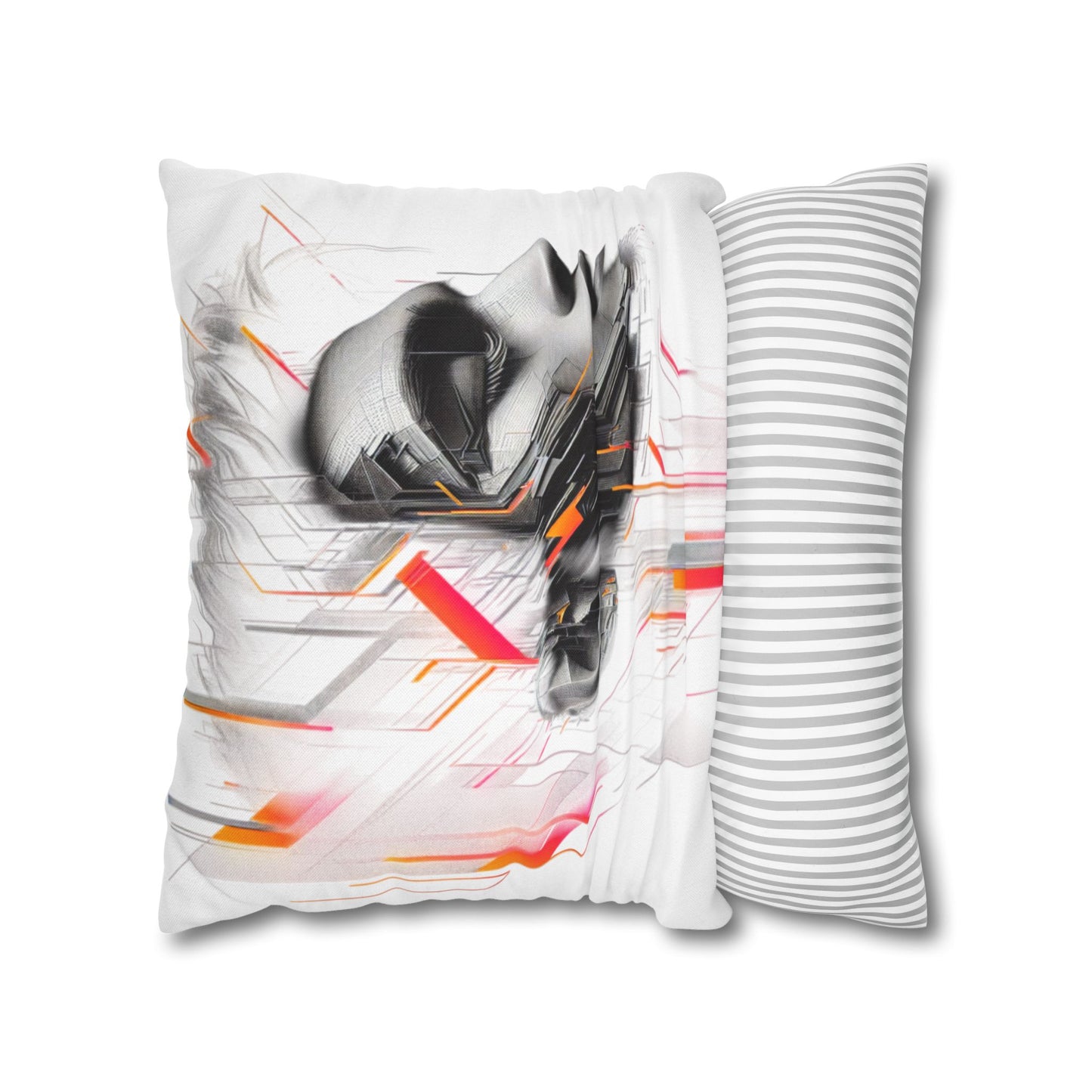 Futuristic Art Pillowcase - Modern Home Decor, Geometric Throw Pillow, Gift for Tech Lovers, Contemporary Accent Cushion