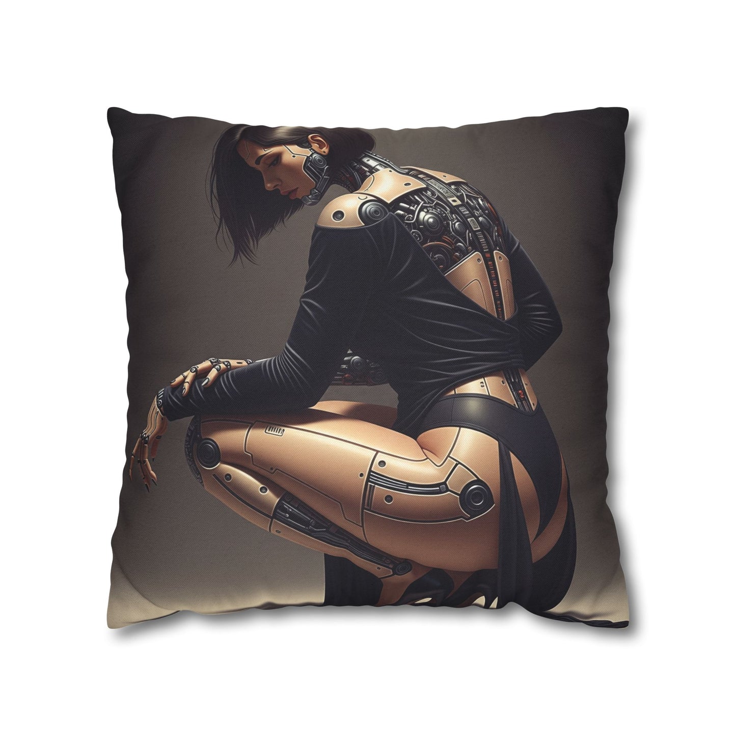 Futuristic Robot Art Pillowcase, Decorative Throw Pillow, Modern Home Decor, Gift for Tech Lovers, Cyberpunk Cushion Cover