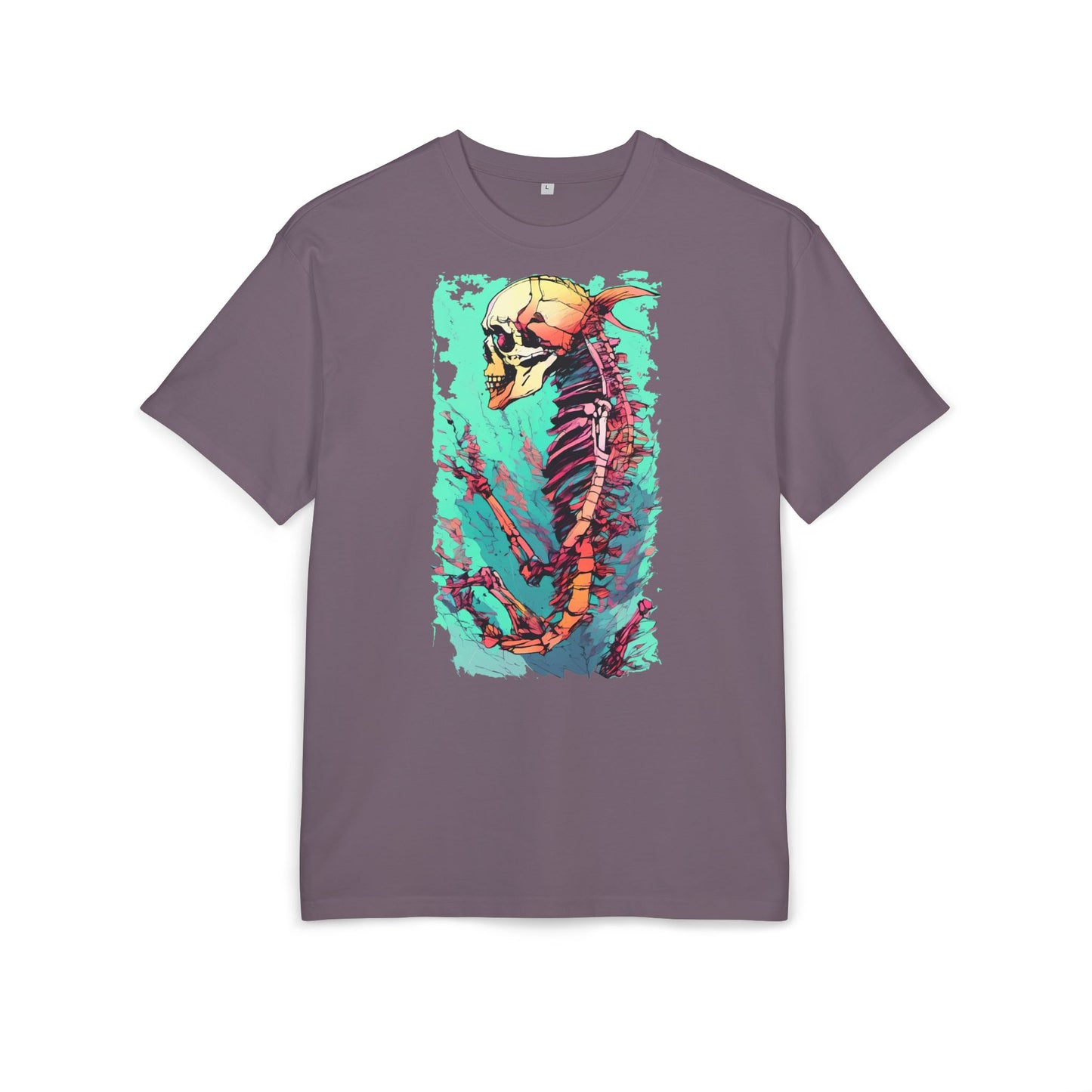 Colorful Skeleton Art Unisex Heavy Oversize Tee | Graphic Tee, Skeleton Shirt, Artsy Gift, Halloween Apparel, Trendy Streetwear