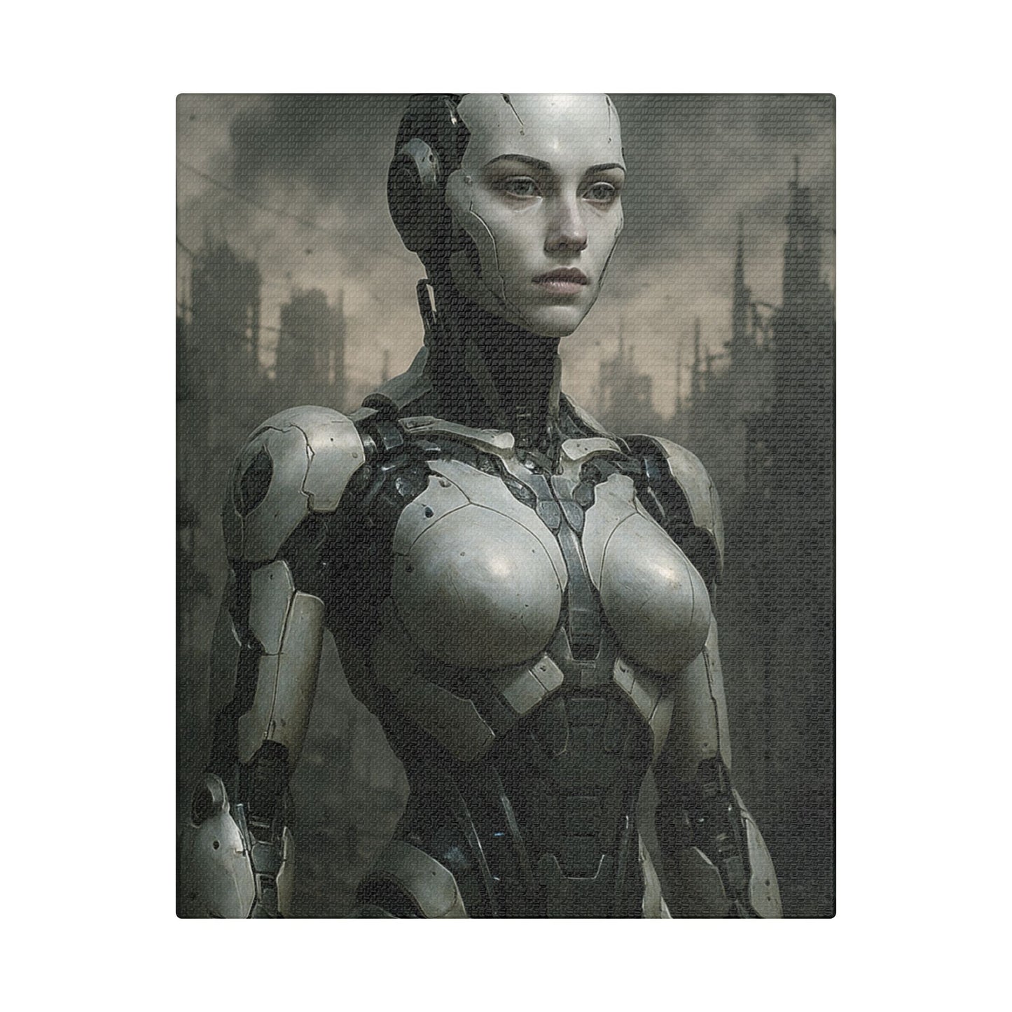 Futuristic Robot Art Canvas Print, Sci-Fi Home Decor, Modern Wall Art, Tech-Inspired Artwork, Gift for Tech Lovers