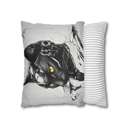 Square Pillowcase with Edgy Futuristic Cat Design