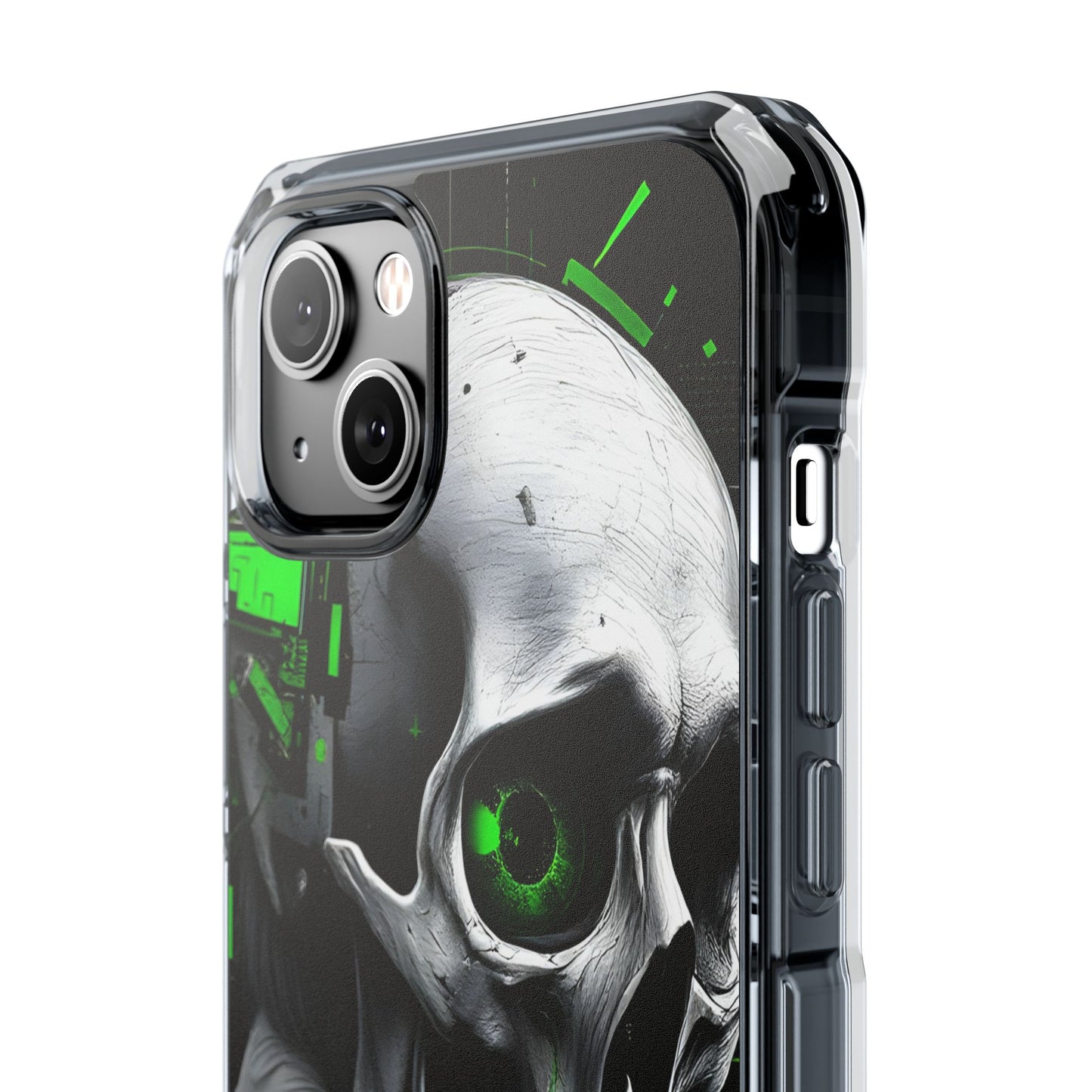 Edgy Skull Phone Case - Magnetic Clear Impact Cases, Unique Phone Cover, Goth Accessory, Halloween Gift, Stylish Tech Protection