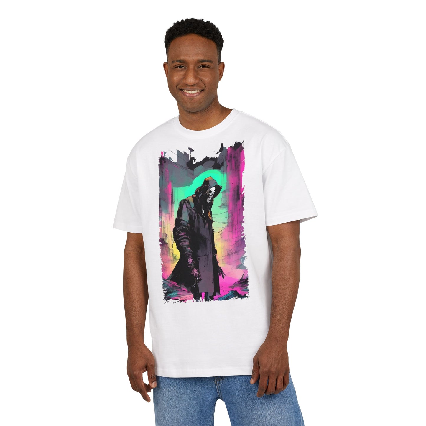 Vibrant Oversize Graphic Tee, Unisex Heavy Tee, Streetwear, Casual Wear, Unique Art Shirt, Gift for Him/Her/Friends