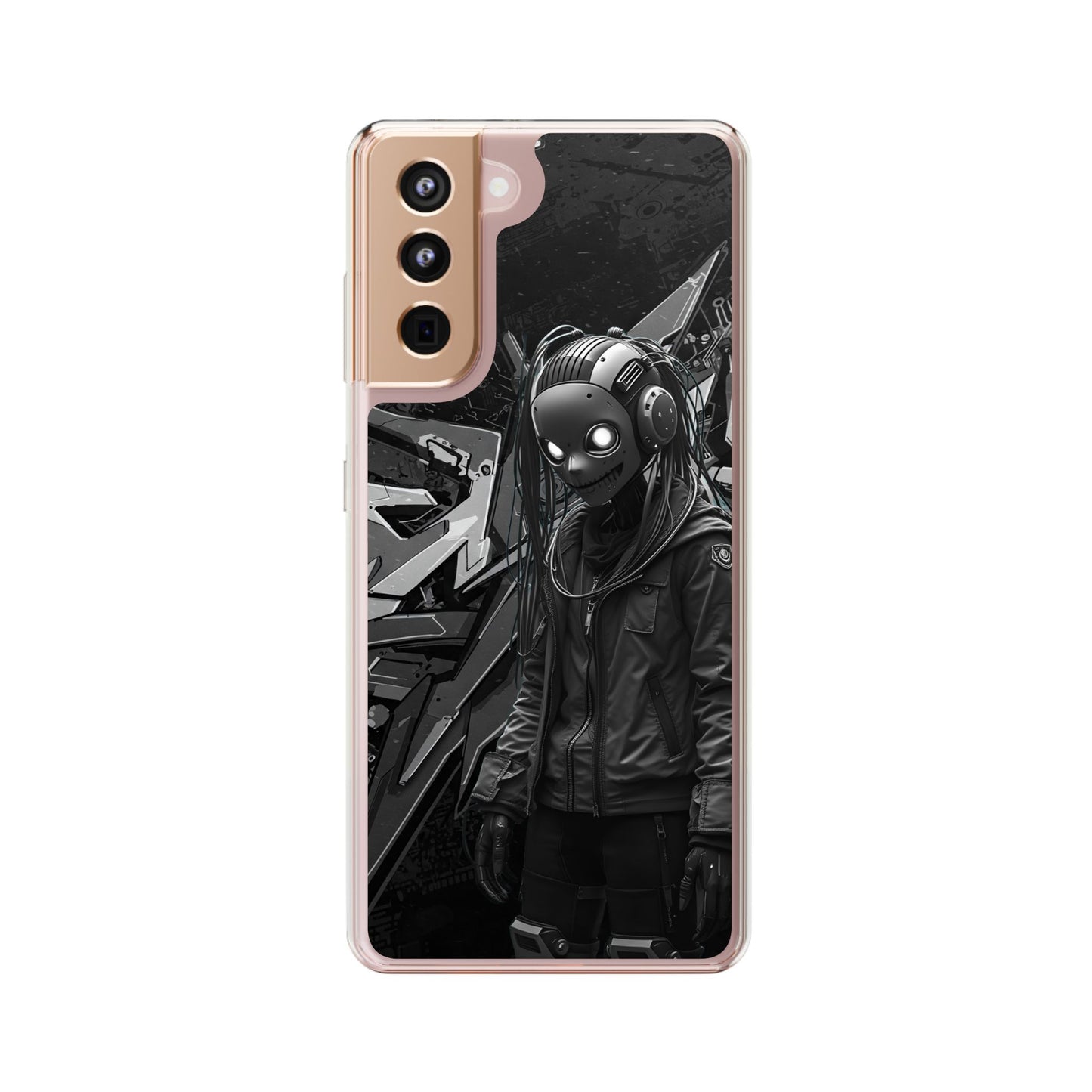 Anime-Inspired Clear Phone Case - Edgy Streetwear Style