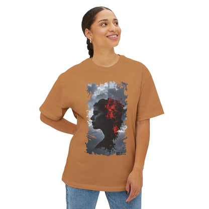 Stylish Oversized Boxy Tee with Artistic Profile Design, Casual Streetwear, Graphic T-shirt, Gift for Art Lovers, Everyday Comfort