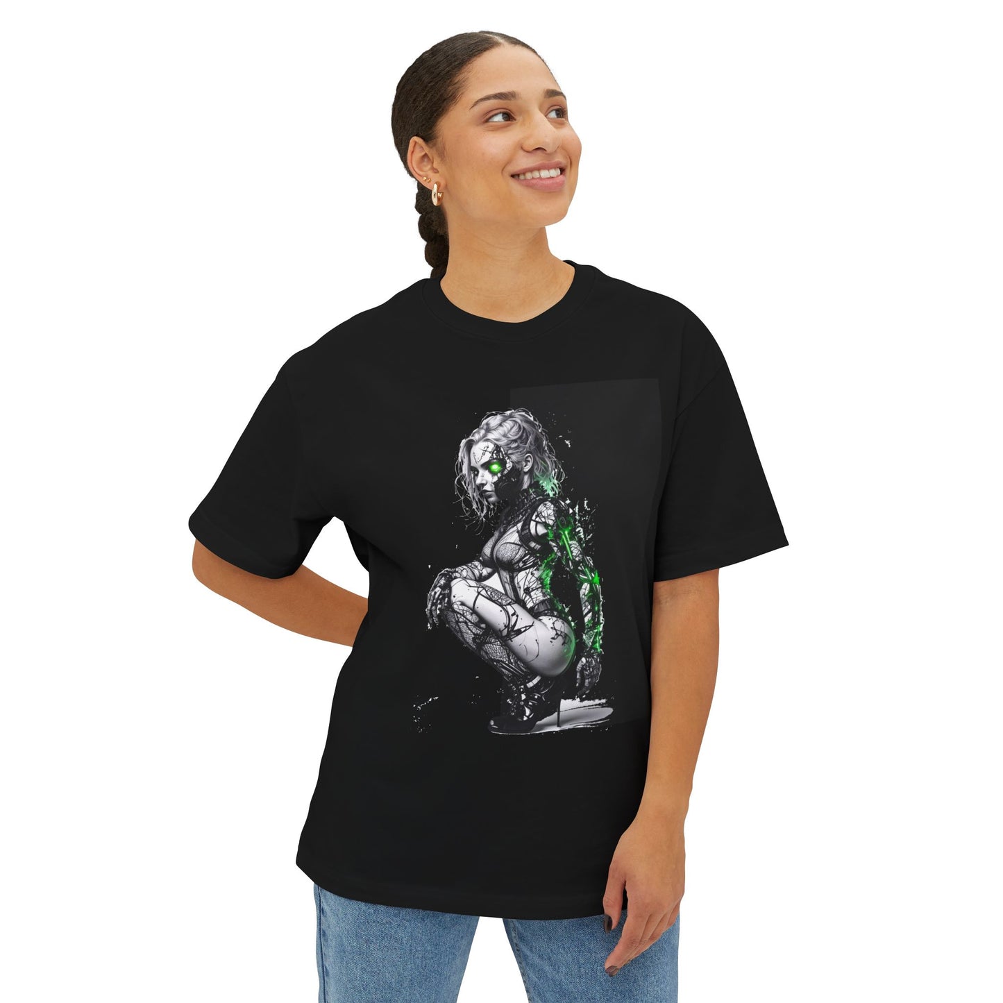 Cyberpunk-Inspired Unisex Oversized Tee, Streetwear T-Shirt, Graphic Tee for Art Lovers, Casual Wear, Unique Gift
