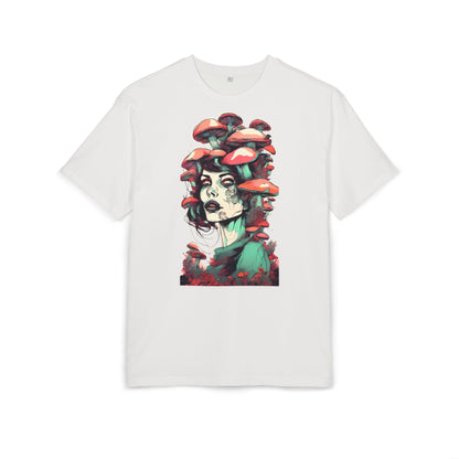 Mushroom Woman Oversized Tee, Bohemian Graphic T-Shirt, Unique Art Tee, Festival Wear, Streetwear Style Top