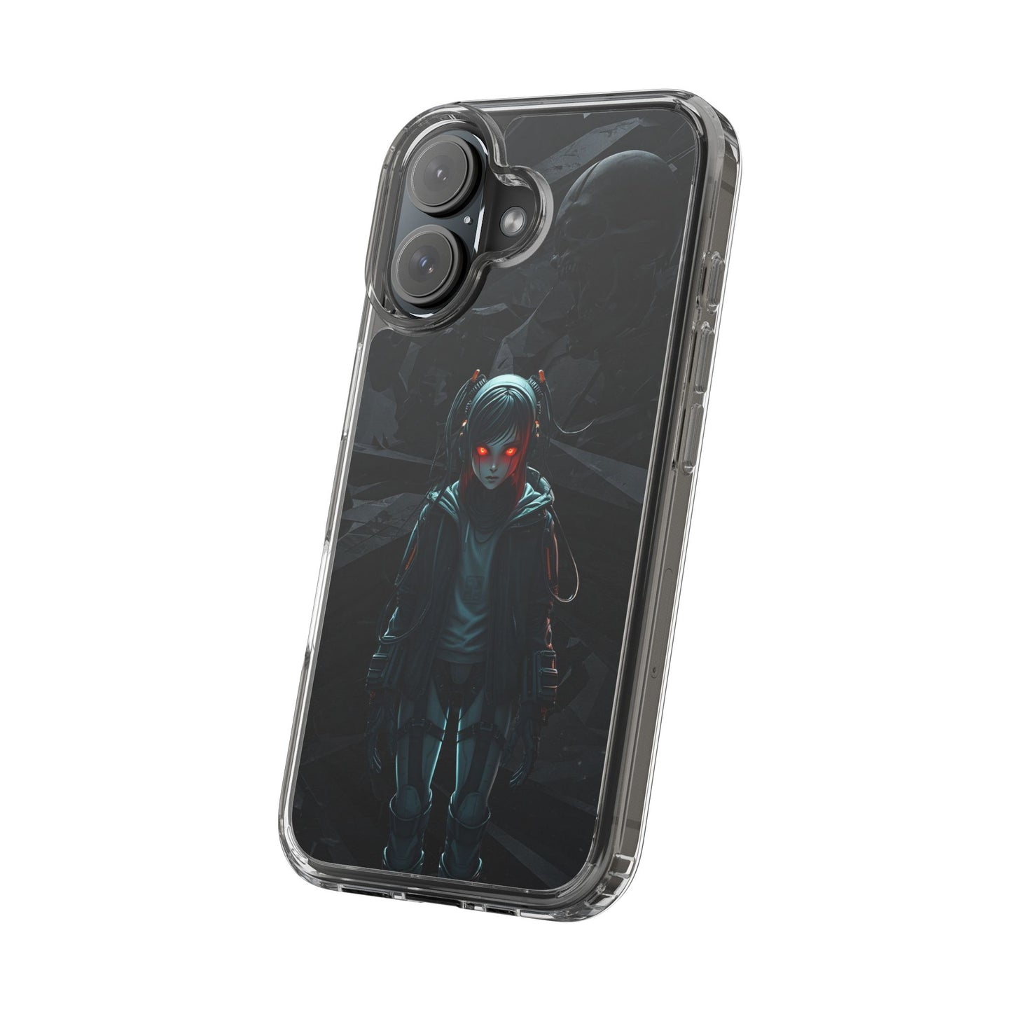 Futuristic Clear Phone Case with Cyberpunk Design - Edgy and Stylish