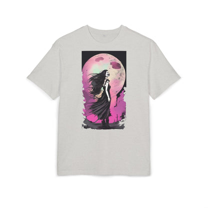 Unisex Heavy Oversize Tee with Moonlit Design, Graphic Tee for Night Lovers, Alternative Fashion, Halloween Shirt, Gift for Her