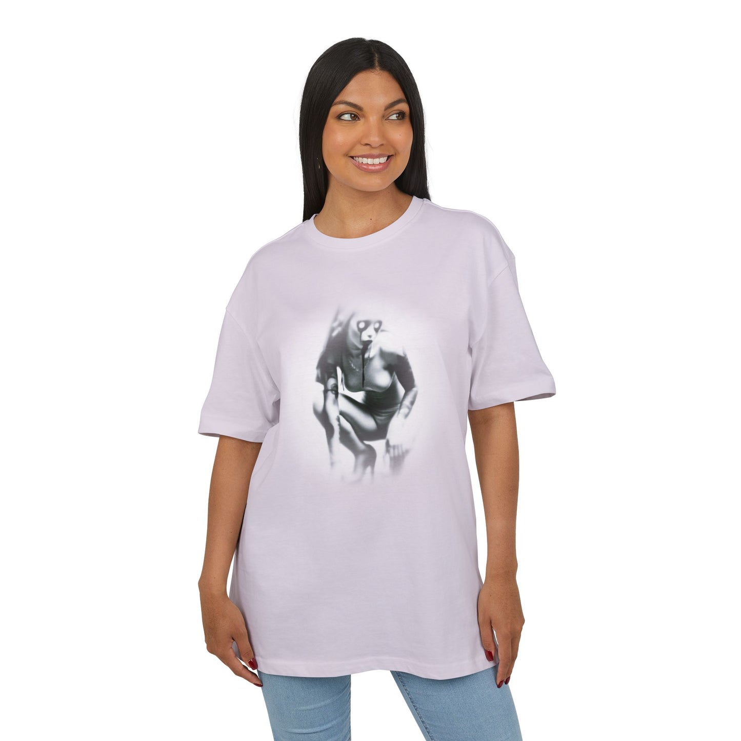 Stylish Unisex Heavy Oversize Tee with Artistic Graphic - Horror Design