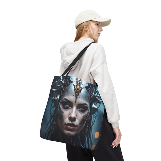 Futuristic Art Tote Bag, Cyberpunk Purse, Unique Shopping Bag, Sci-Fi Style Handbag, Statement Accessory for Geeks