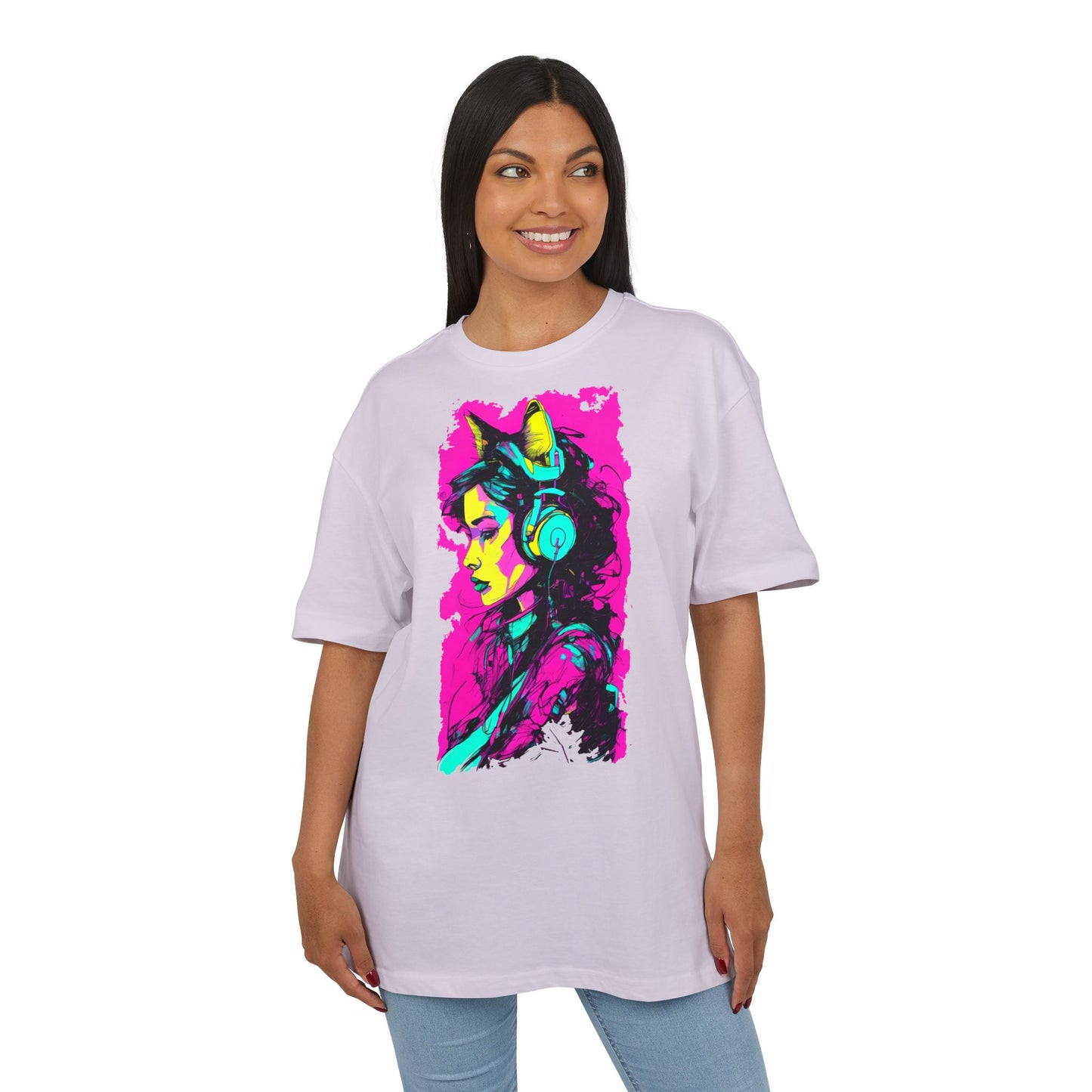 Vibrant Music Lover's Tee, Unisex Heavy Oversize Tee, Trendy Graphic Shirt, Colorful Art Top, Perfect for Festivals and Gifts