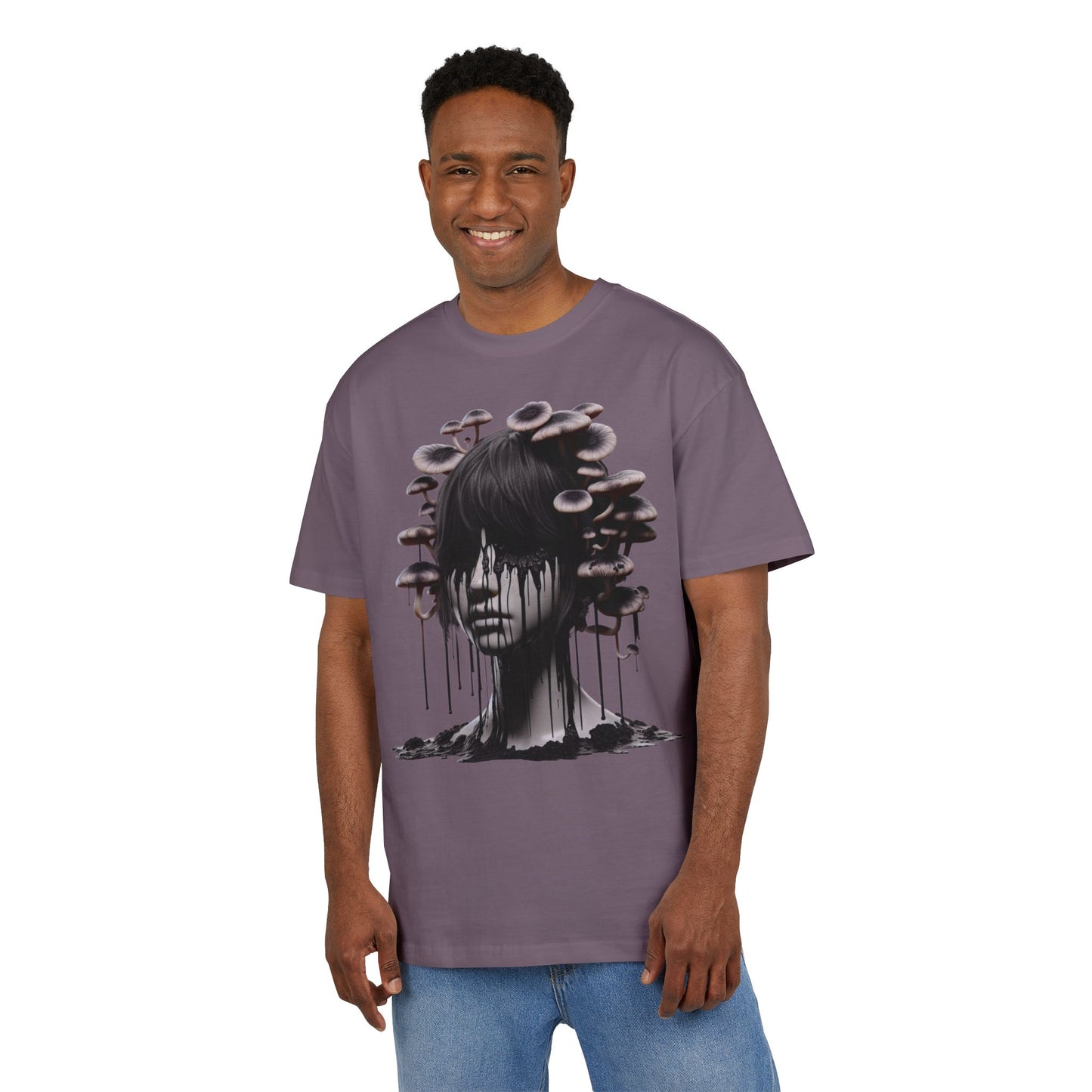 Mystical Mushroom Graphic Unisex Heavy Oversize Tee