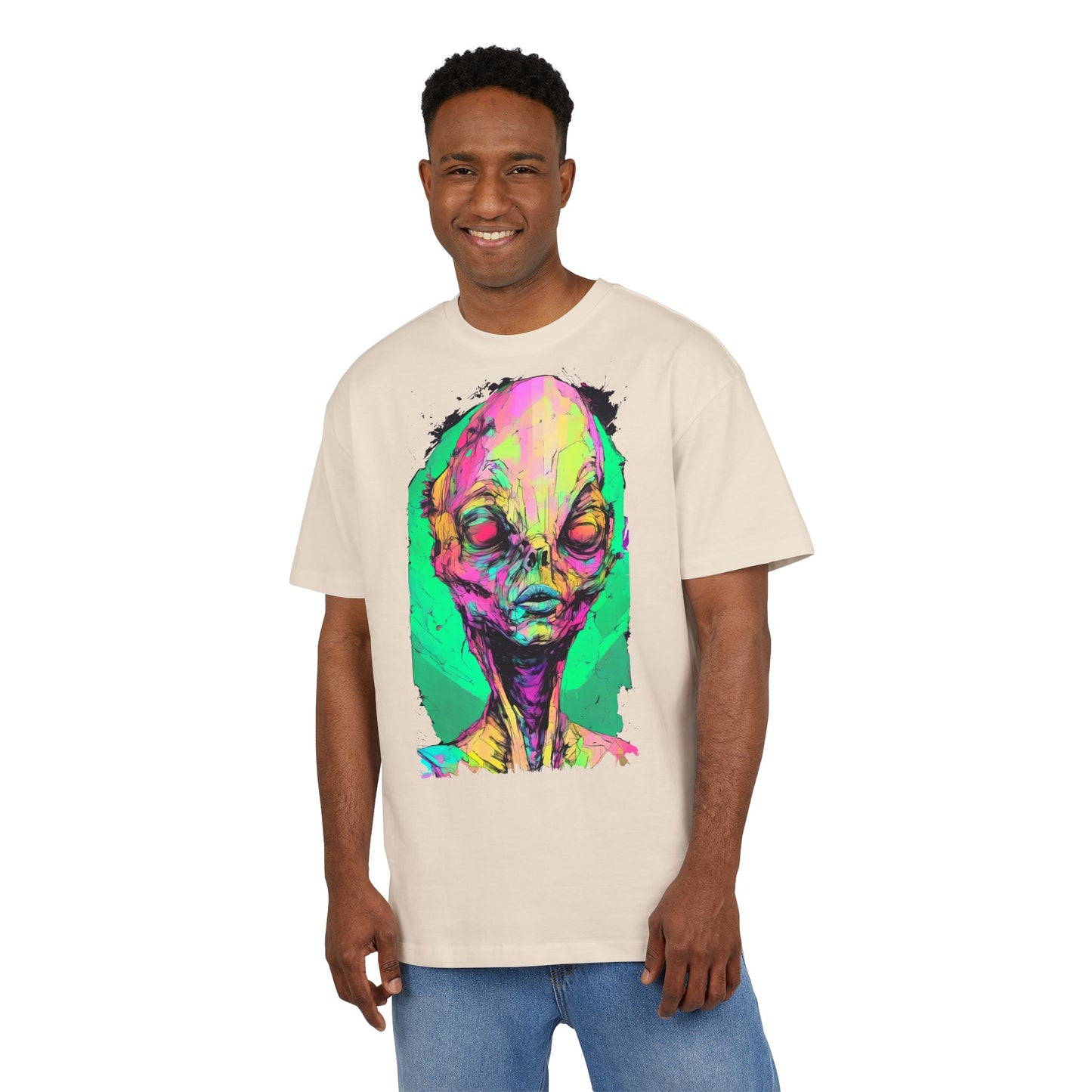 Alien Art Oversize Tee, Graphic Tee, Unisex T-Shirt, Casual Wear, Unique Gift for Sci-Fi Lovers
