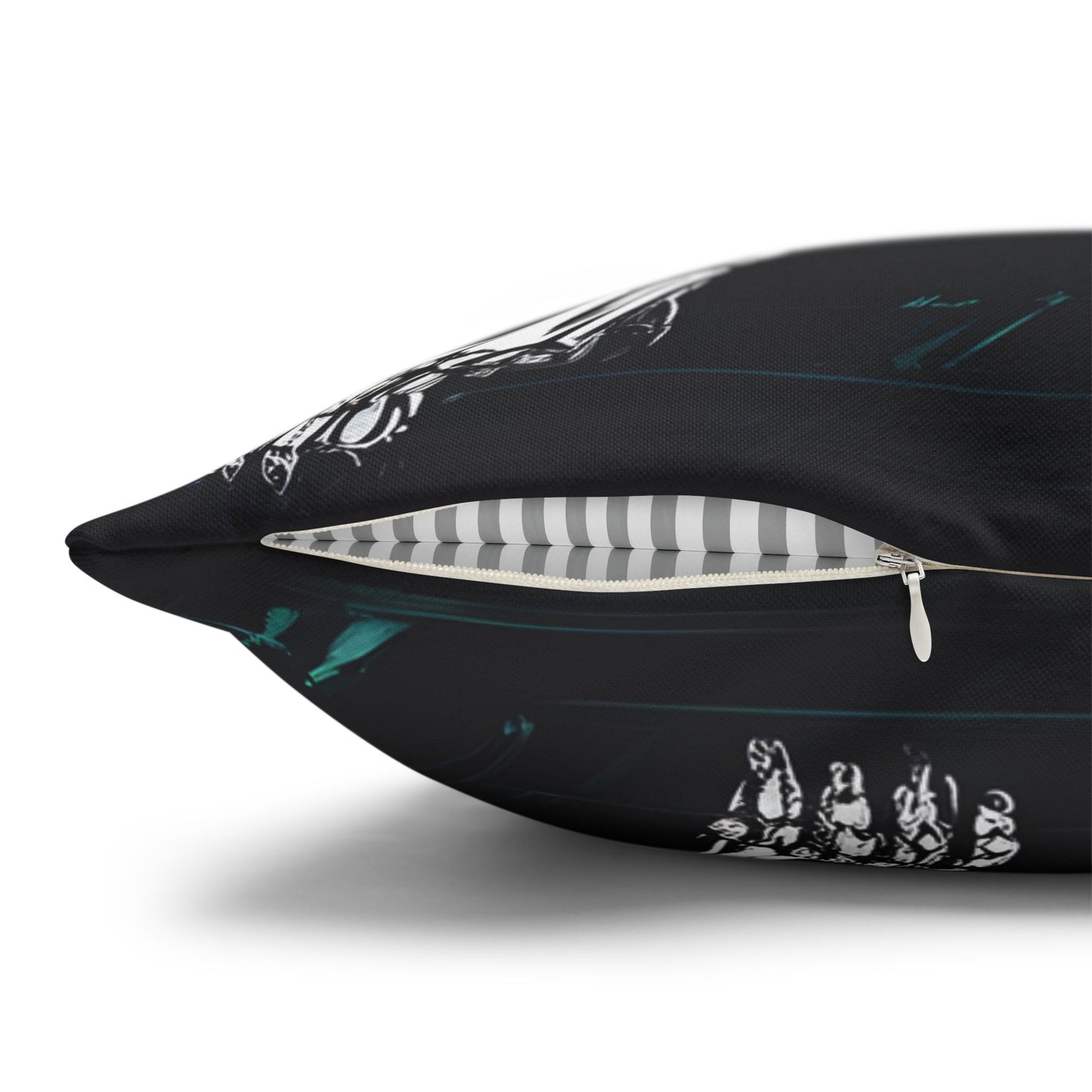 Square Pillowcase with Edgy Skeleton Cat Design