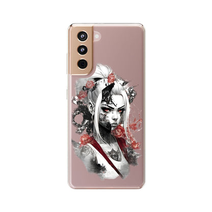 Artistic Clear Phone Case with Floral Design