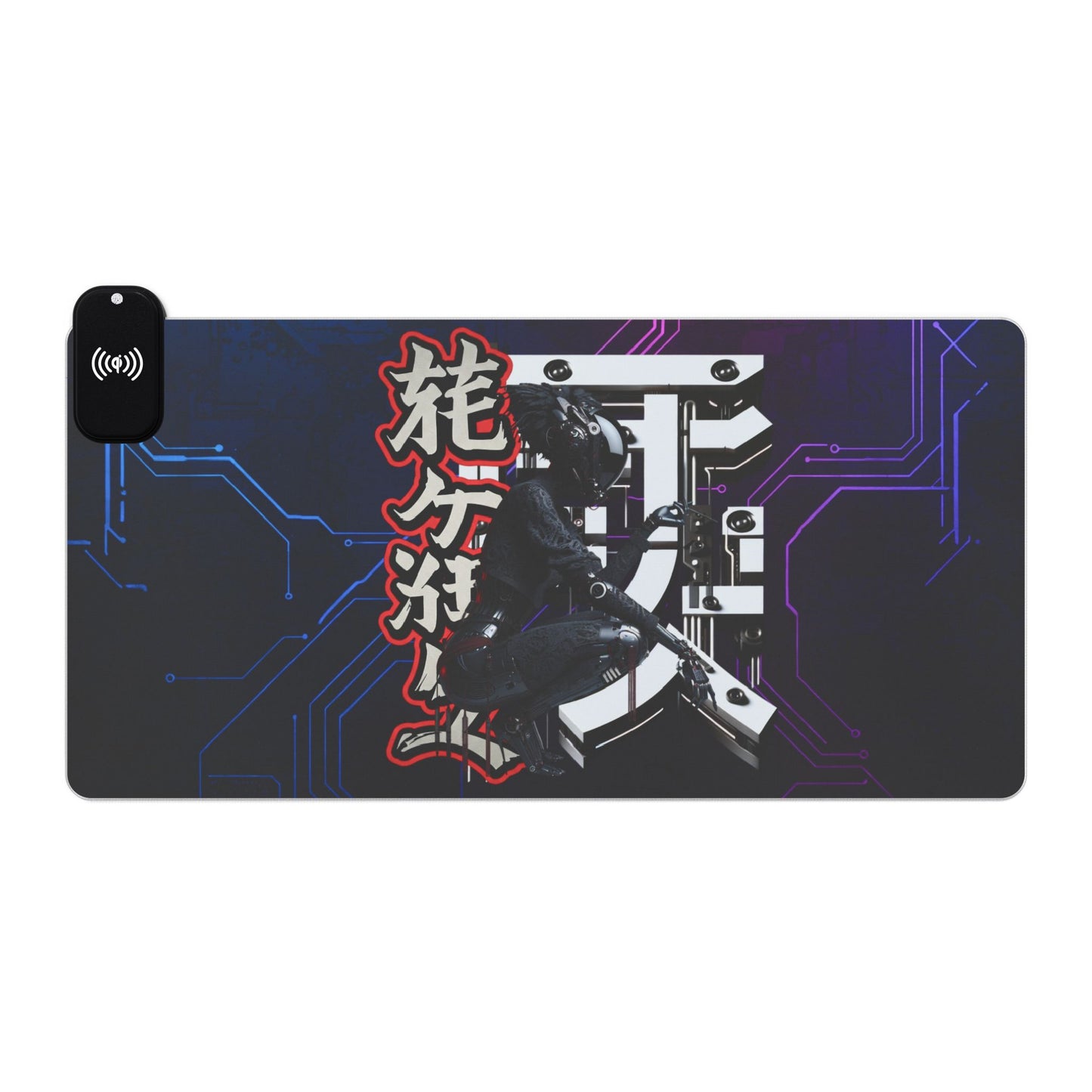 LED Gaming Mouse Pad with Wireless Charging - Cyberpunk Design for Gamers