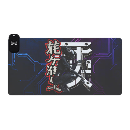 LED Gaming Mouse Pad with Wireless Charging - Cyberpunk Design for Gamers