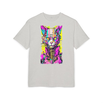 Colorful Cat Graphic Tee, Unisex Heavy Oversize T-Shirt, Funky Cat Art Shirt, Gift for Cat Lovers, Unique Casual Wear