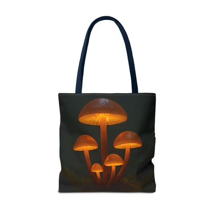 Illuminating Mushroom Tote Bag, Eco-Friendly Grocery Bag, Boho Chic Canvas Purse, Gift for Nature Lovers, Festival Tote