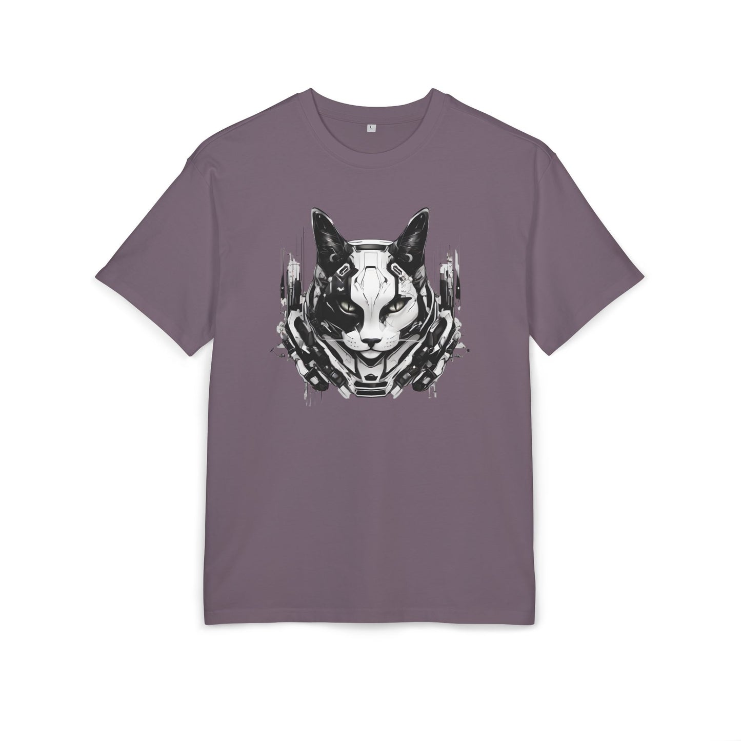 Cyber Cat Graphic Tee - Unisex Oversized T-Shirt, Cool Streetwear, Gift for Cat Lovers, Futuristic Design, Casual Everyday Wear