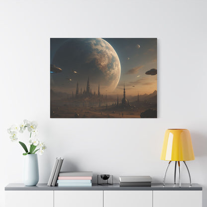 Stretched Canvas Art Print, Sci-Fi Landscape Decor, Galaxy Wall Art, Unique Home Decoration, Gift for Space Lovers