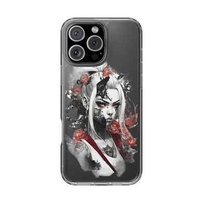 Artistic Clear Phone Case with Floral Design
