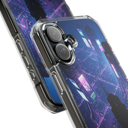 Futuristic Cityscape Phone Case, Customizable Clear Impact Case, Gift for Tech Lovers, Unique Phone Accessory, Aesthetic Cell Phone Cover