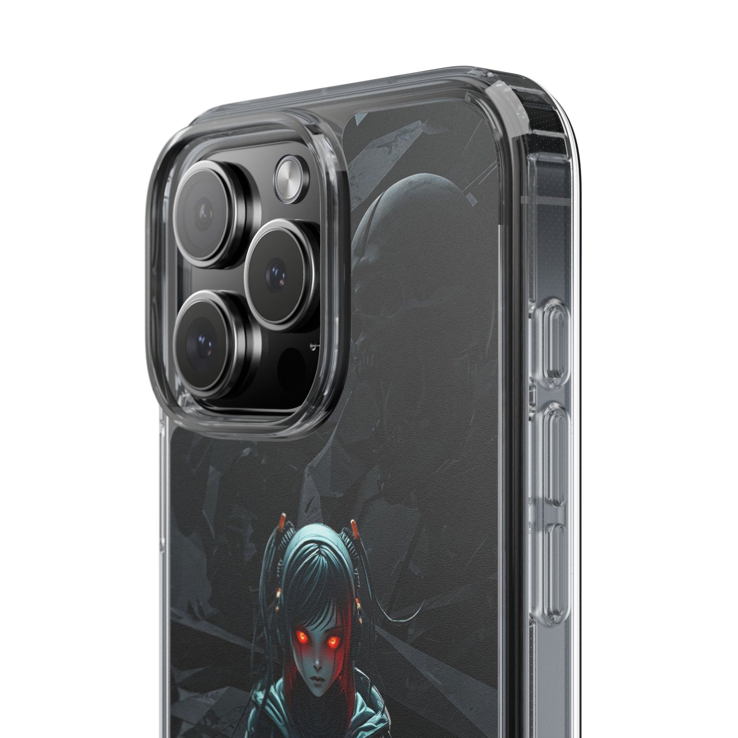 Futuristic Clear Phone Case with Cyberpunk Design - Edgy and Stylish