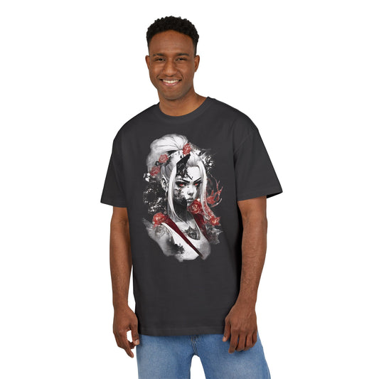 Artistic Unisex Heavy Oversize Tee - Bold Floral Graphics