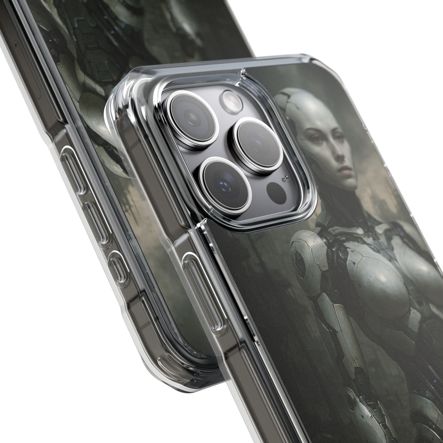 Futuristic Phone Case, Clear Impact Case with Sci-Fi Design, Smartphone Protection, Cyberpunk Aesthetic, Gift for Tech Lovers