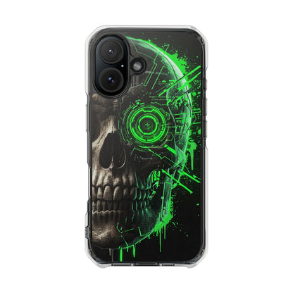Skull Graphic Phone Case - Magnetic Clear Impact Cases, Skull Design, Unique Phone Protection, Edgy Gift for Tech Lovers